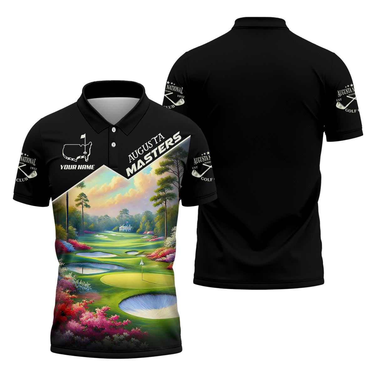 Augusta Master Custom Men's Golf Polo Shirt, Golfing Apparel, Mens Golf Gift, Funny Golf Polo Shirt