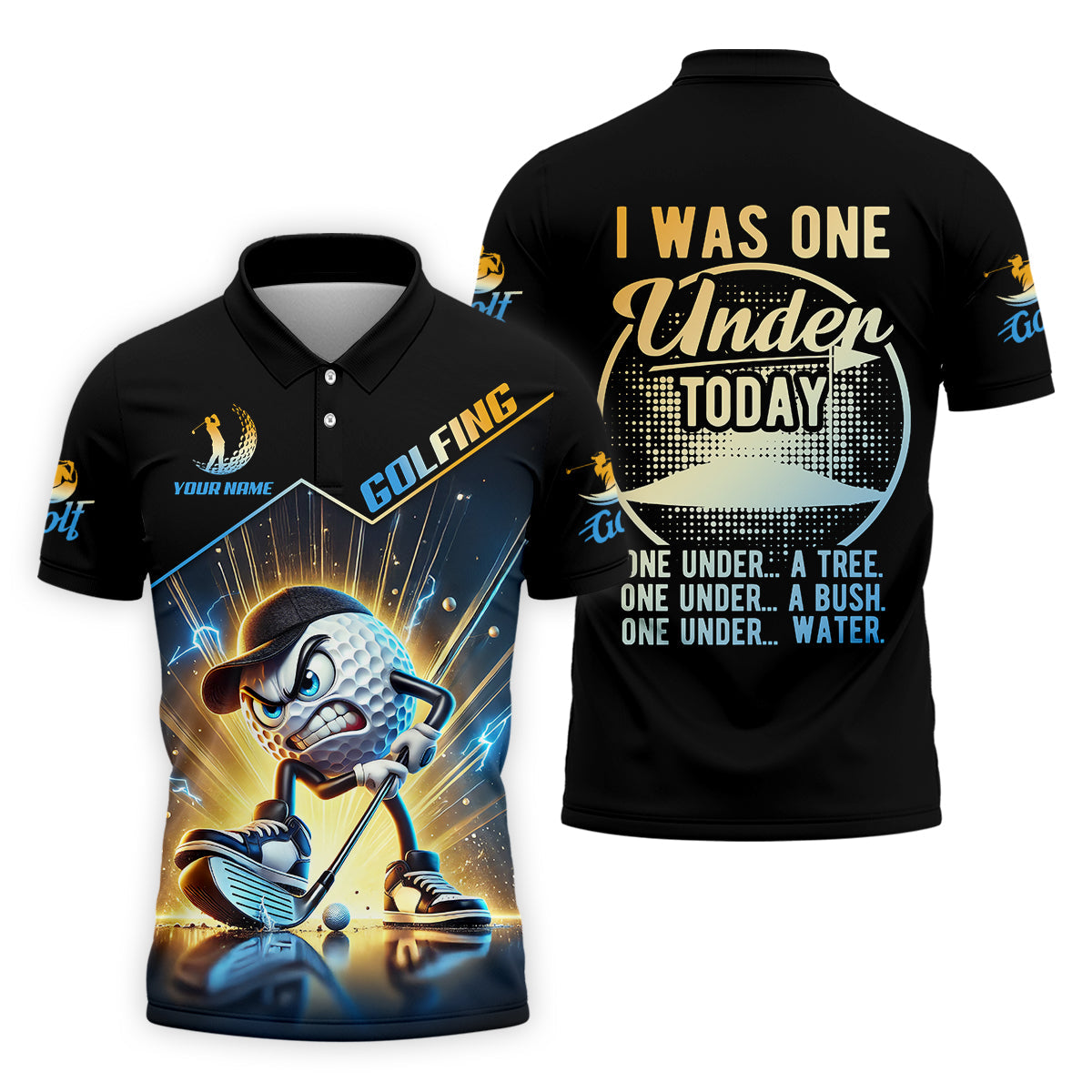 I Was One Under Today Custom Men's Golf Polo Shirt, Funny Golf Shirt, Dad Golf Gift