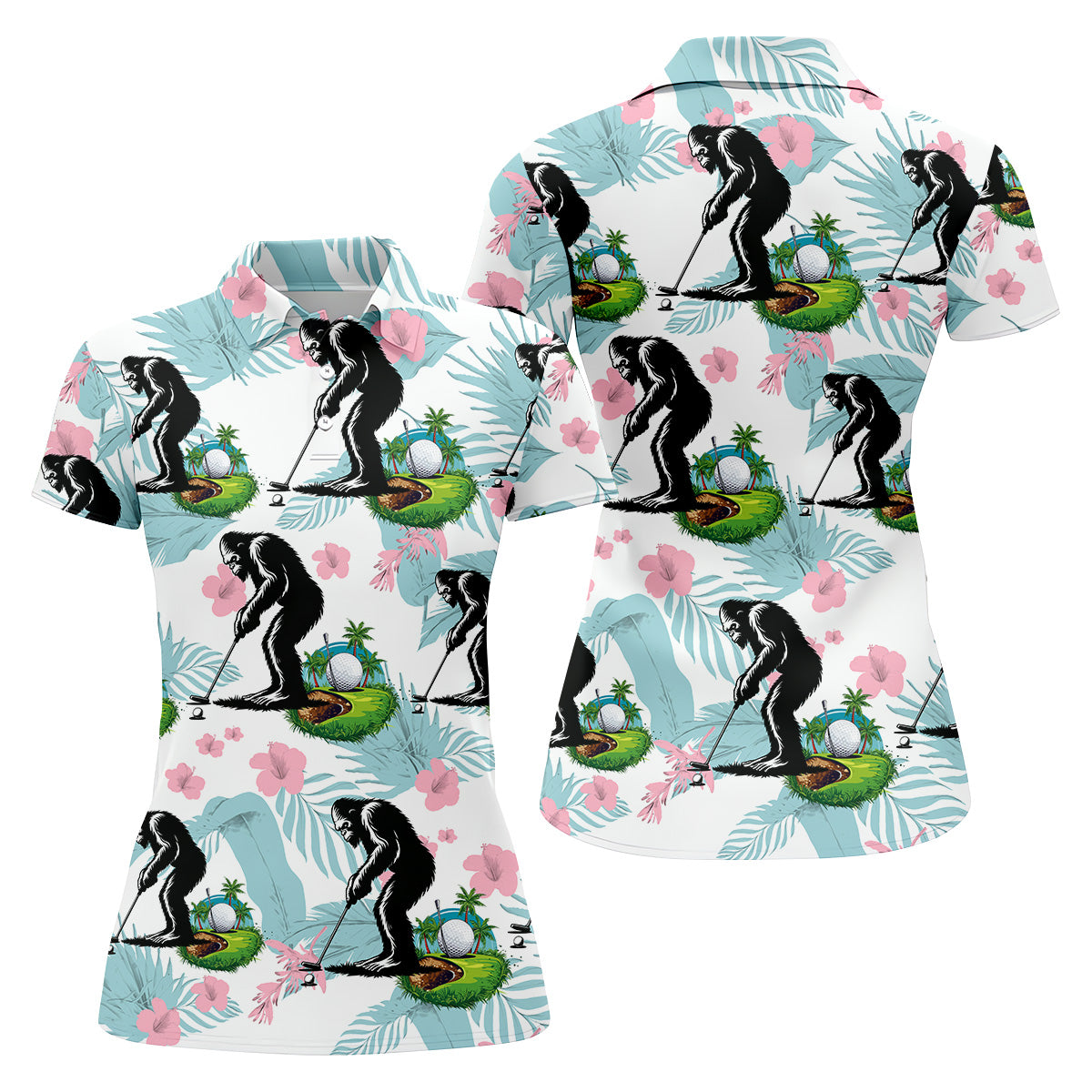 Bigfoot Shirt, Sasquatch Golf Shirt, Hawaiian Golf Shirts, Cute Golf Shirt, Ladies Golf Shirts, Golf Gifts For Her
