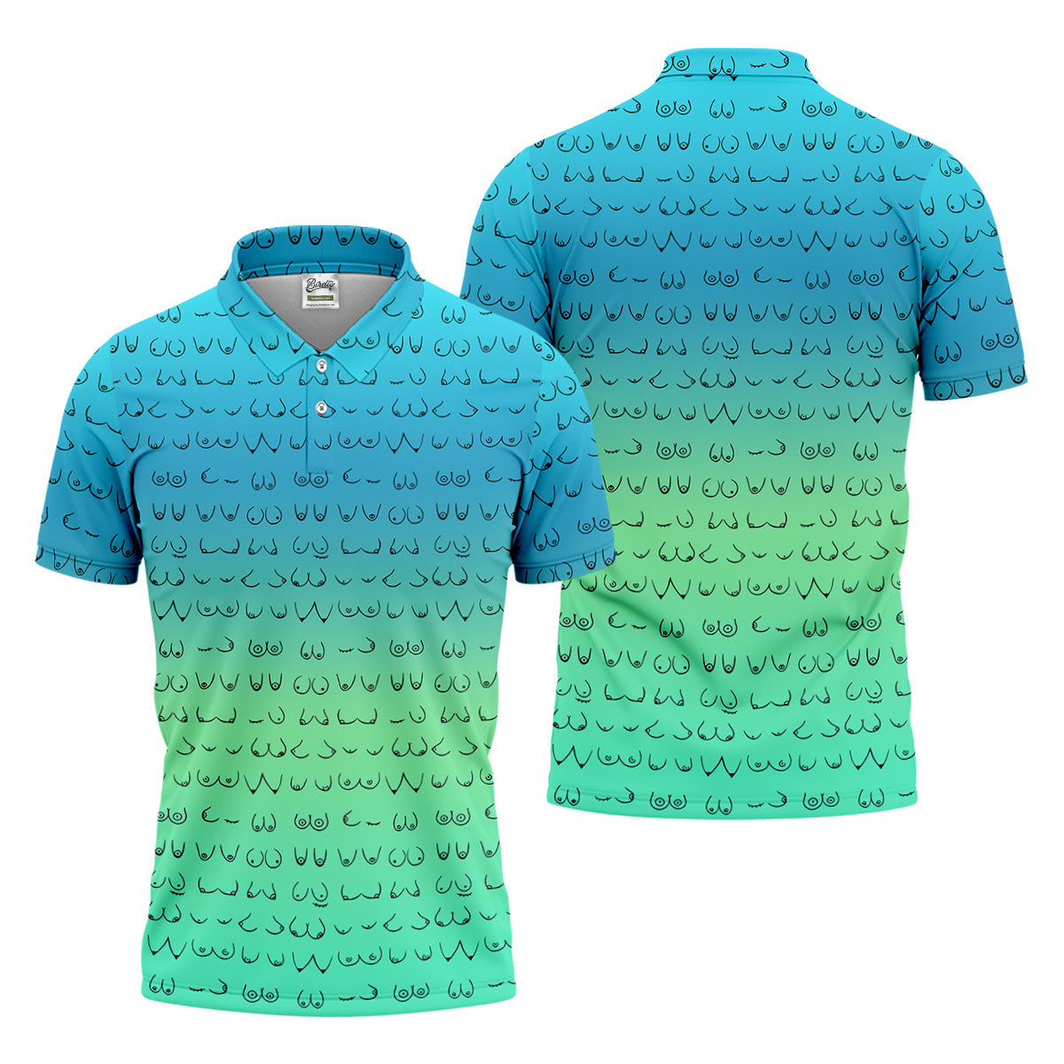 Blue Ombre Boobs Golf Shirt, Fun Golf Shirts For Men, Mens Golf Polo Shirts, Cool Golf Gifts