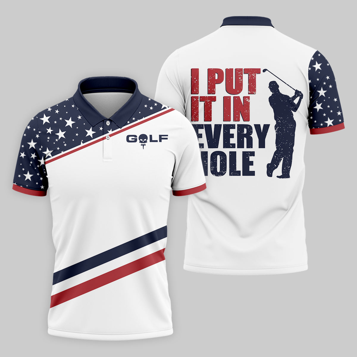 I Put It in Every Hole Mens Golf Polo Shirt, Mens Golf Gift, Funny Golf Shirt