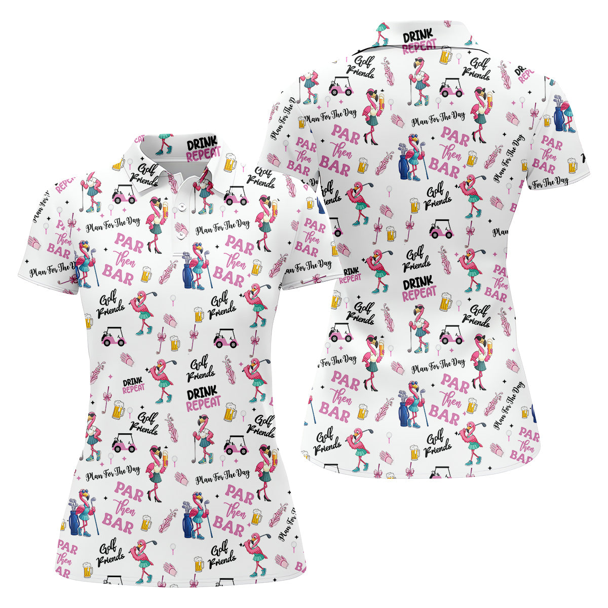 Par Then Bar Flamingo Golf Shirt, Fun Womens Golf Shirts, Sleeveless Womens Golf Shirts, Matching Golf Shirts