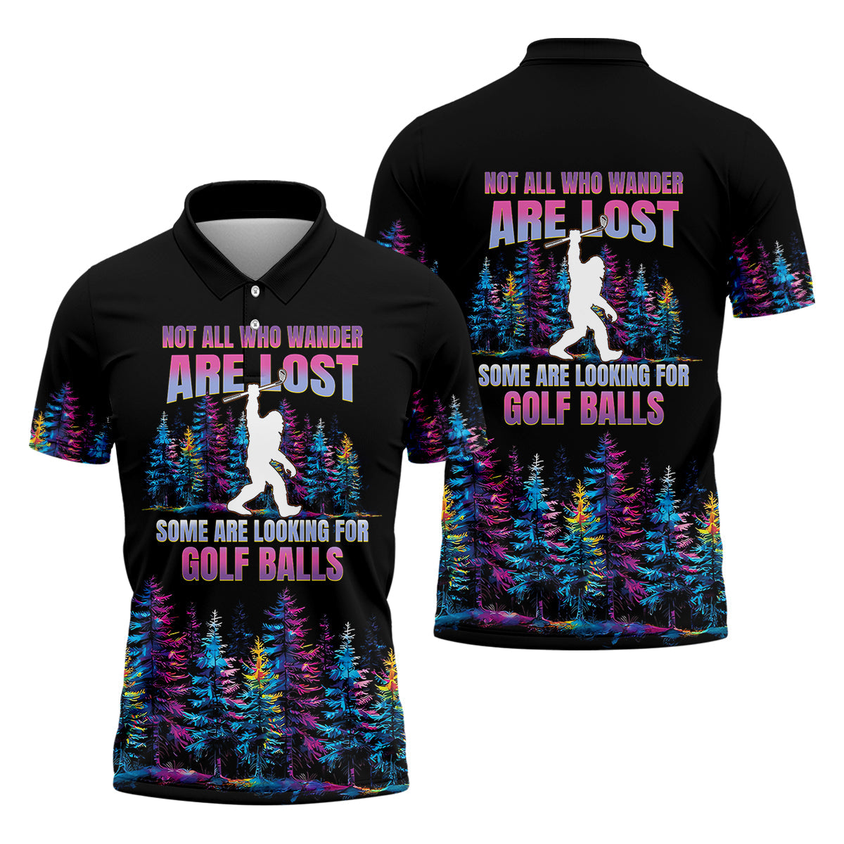 Custom Funny Sasquatch Bigfoot Golf Polo Shirt, Dad Golf Gift, Christmas Golf Gift