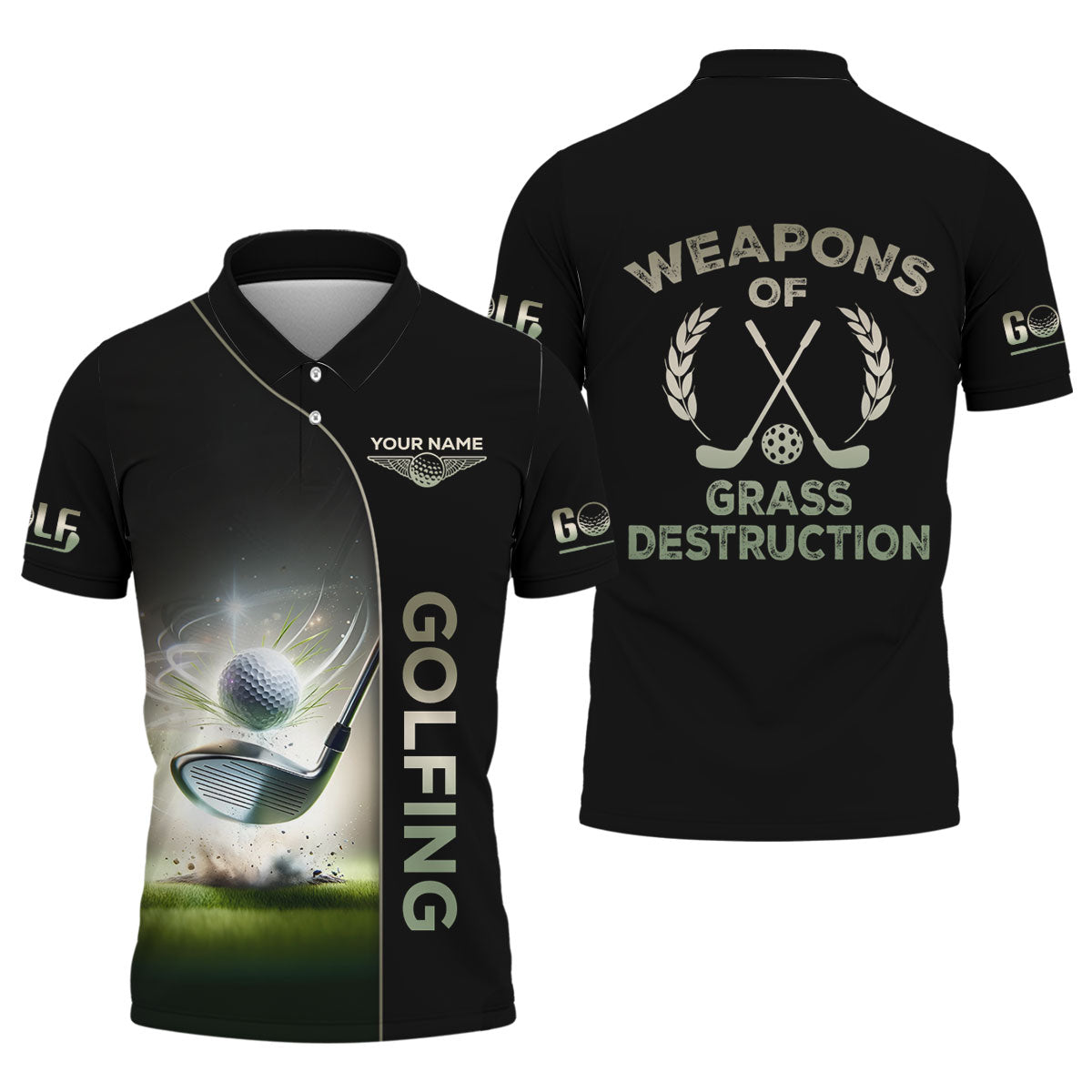 Weapons Of Grass Destruction Custom Funny Golf Polo Shirt, Mens Golf Gift, Gift For Golfers