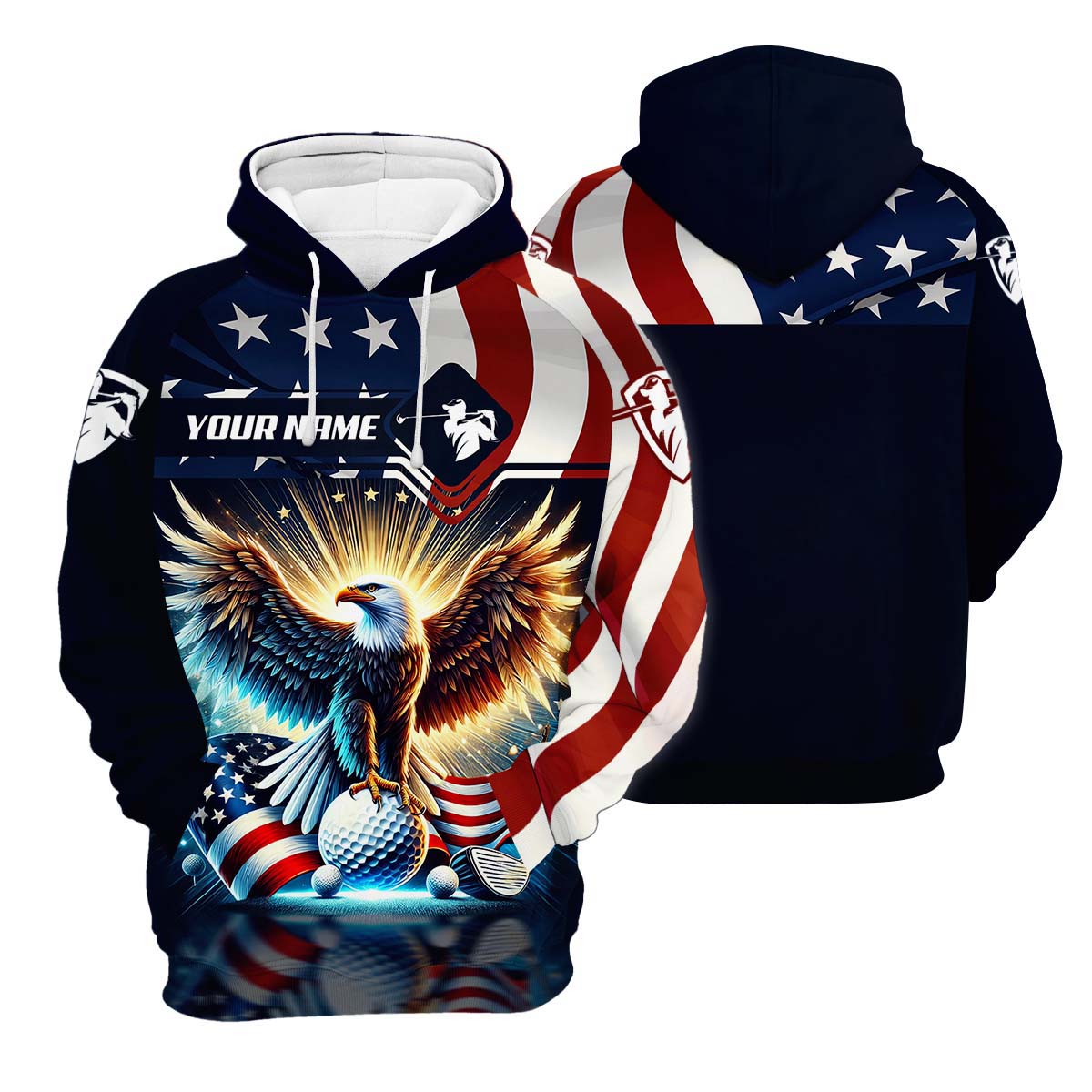 American Eagle Custom Golf Polo Shirt, Gift For Golfers, Golf Gift For Men