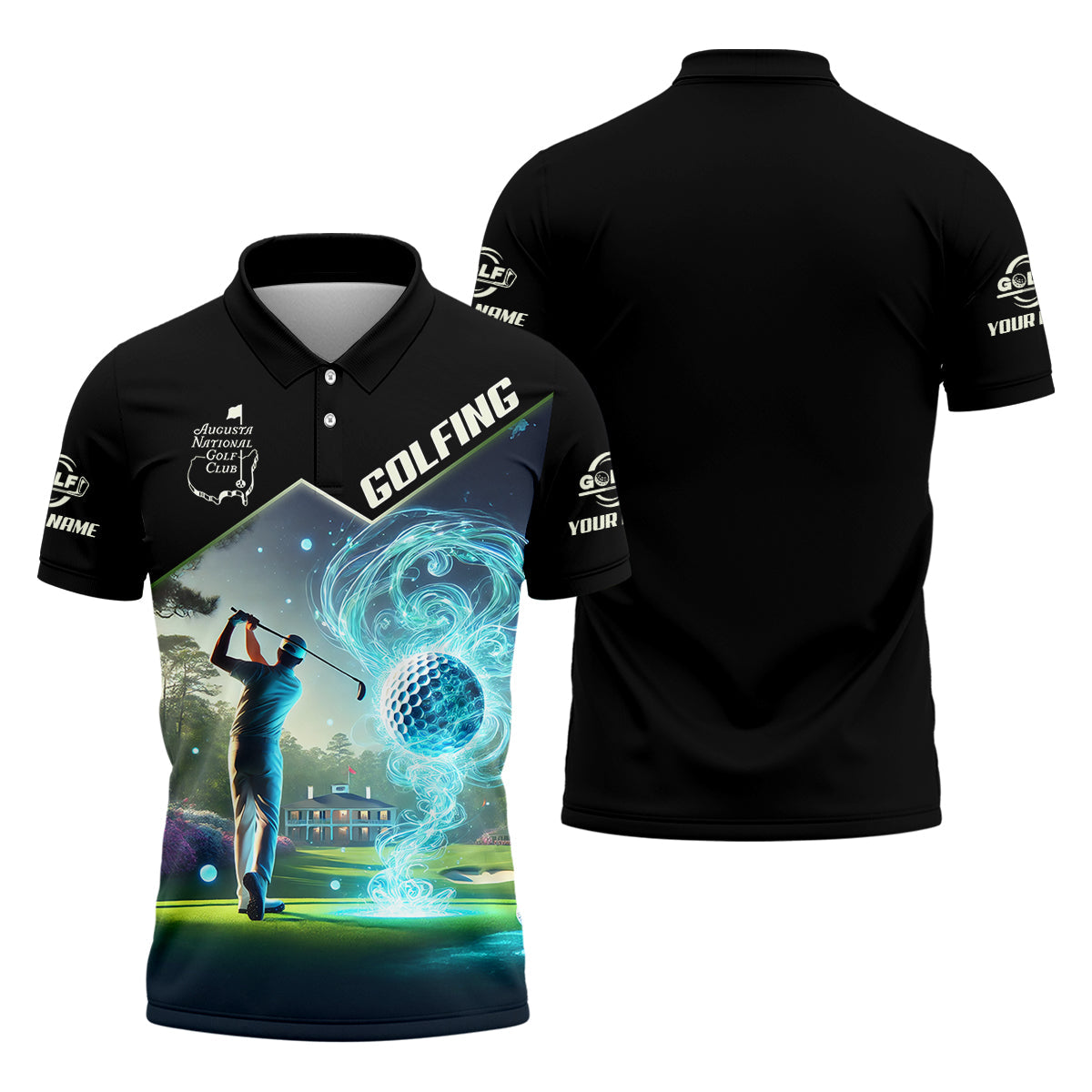 Augusta Golf Club Custom Men's Golf Polo Shirt, Golfing Apparel, Golf Gifts For Men