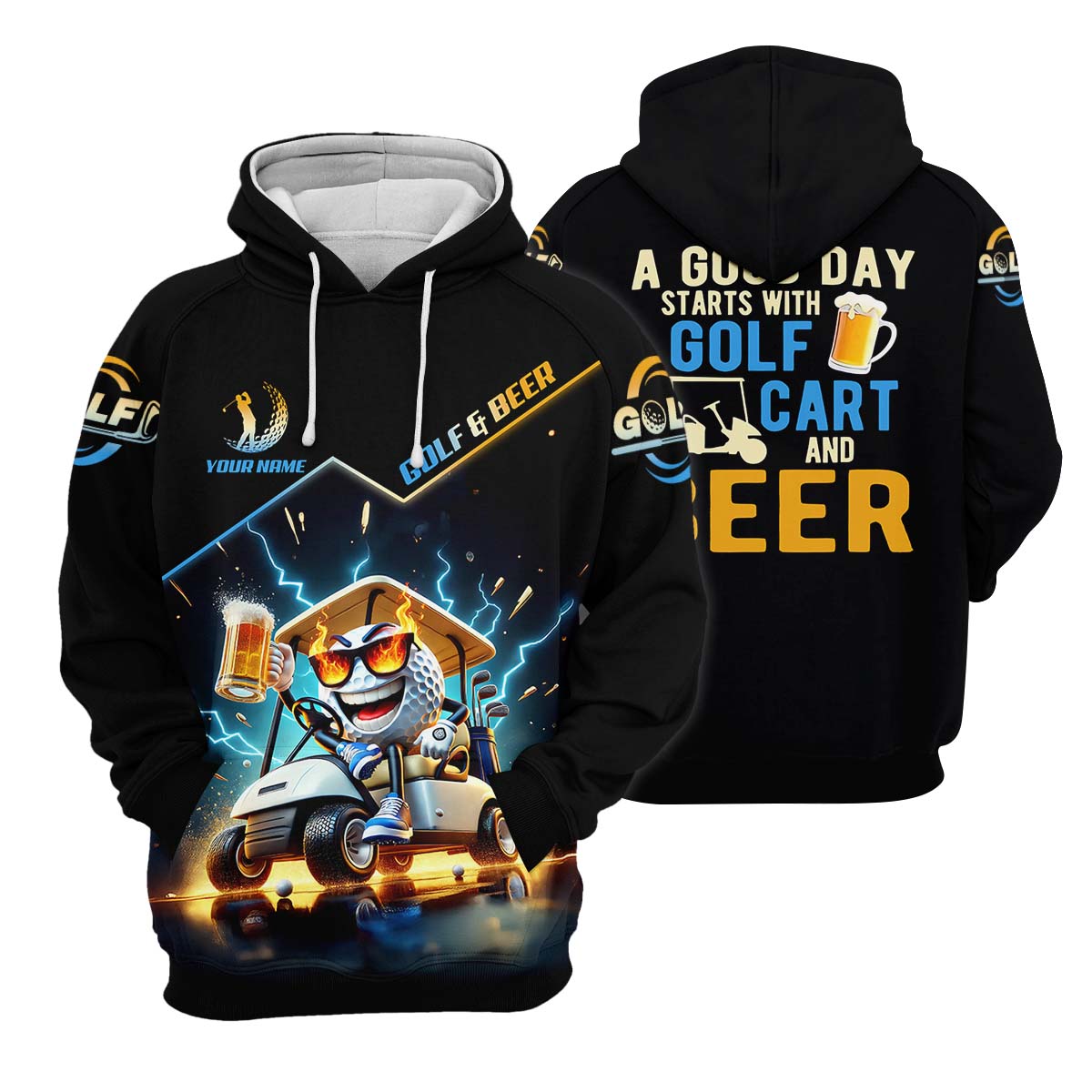 A Good Day Starts With Golf Cart & Beer Custom Golf Polo Shirt, Funny Golf Shirt, Golf Gift For Men