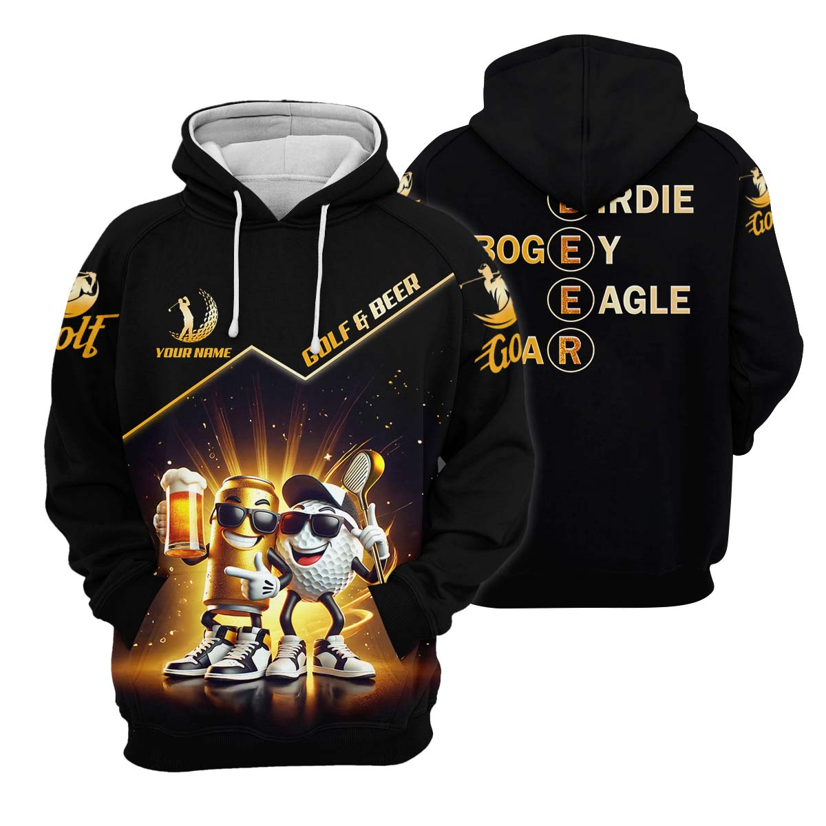 Golf And Beer Custom Men's Golf Polo Shirt, Funny Golf Apparel, Fun Golf Shirts For Men