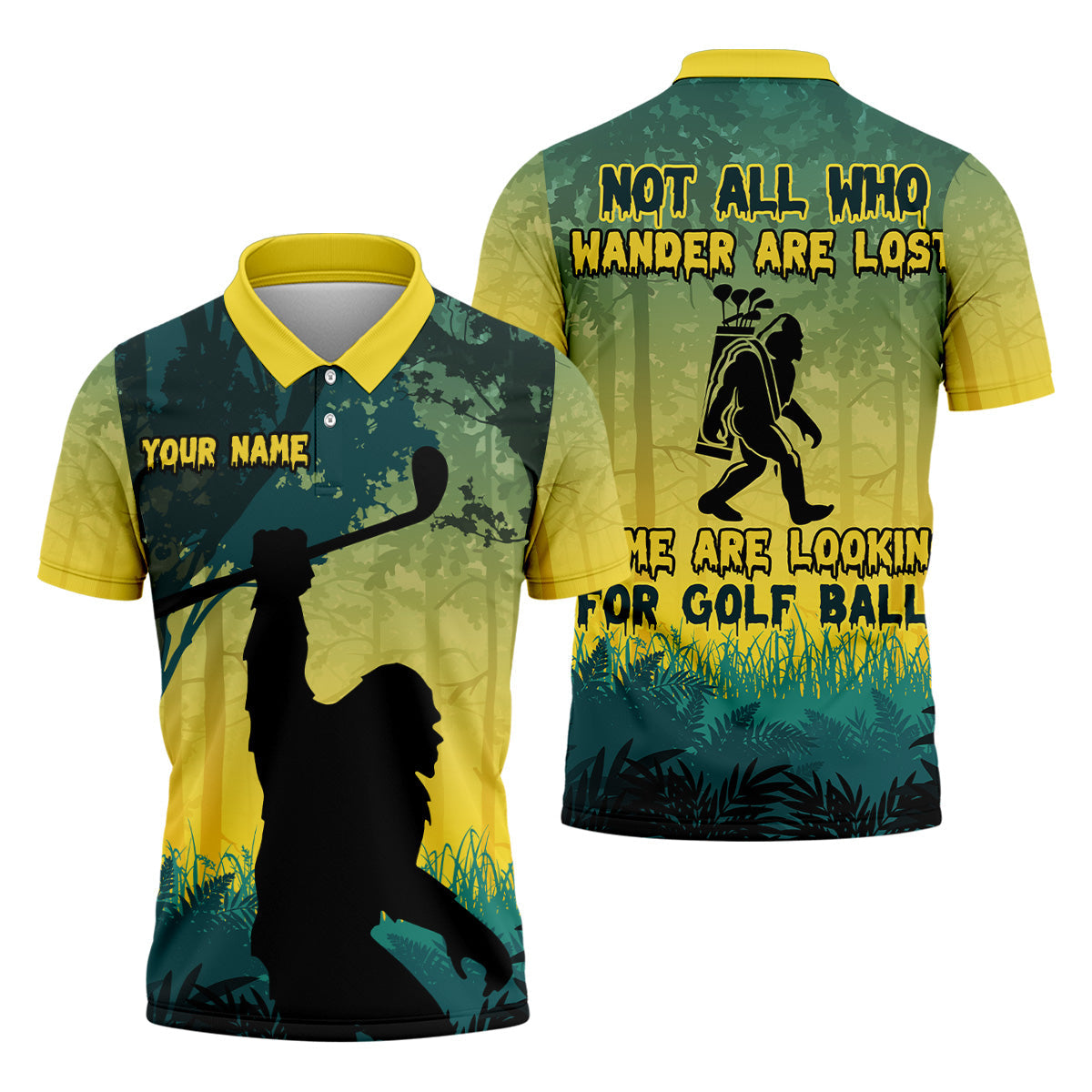 Bigfoot Men's Golf Polo Shirt, Dad Golf Gift, Mens Golf Gift, Funny Golf Shirt, Golf Gift Ideas For Him