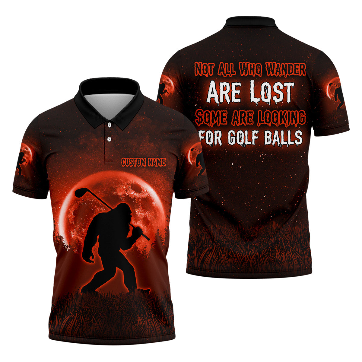 Custom Bigfoot Golf Polo Shirt, Mens Golf Gift, Funny Golf Shirt, Golf Gift For Dad