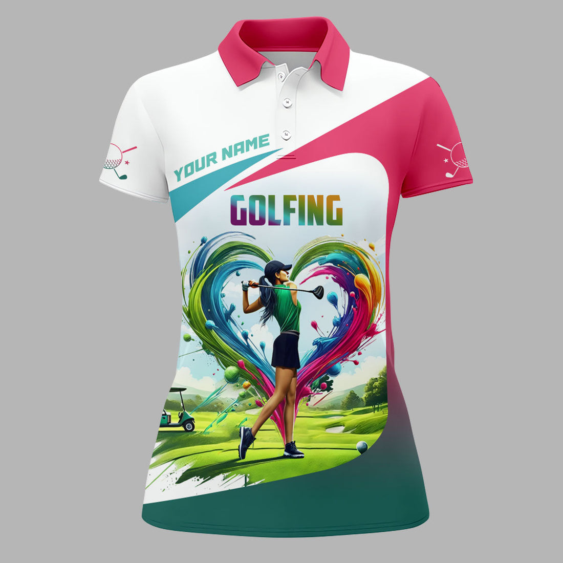Golf Swing Women Funny Womens Golf Polo Shirt, Fun Womens Golf Shirts, Custom Ladies Golf Shirt