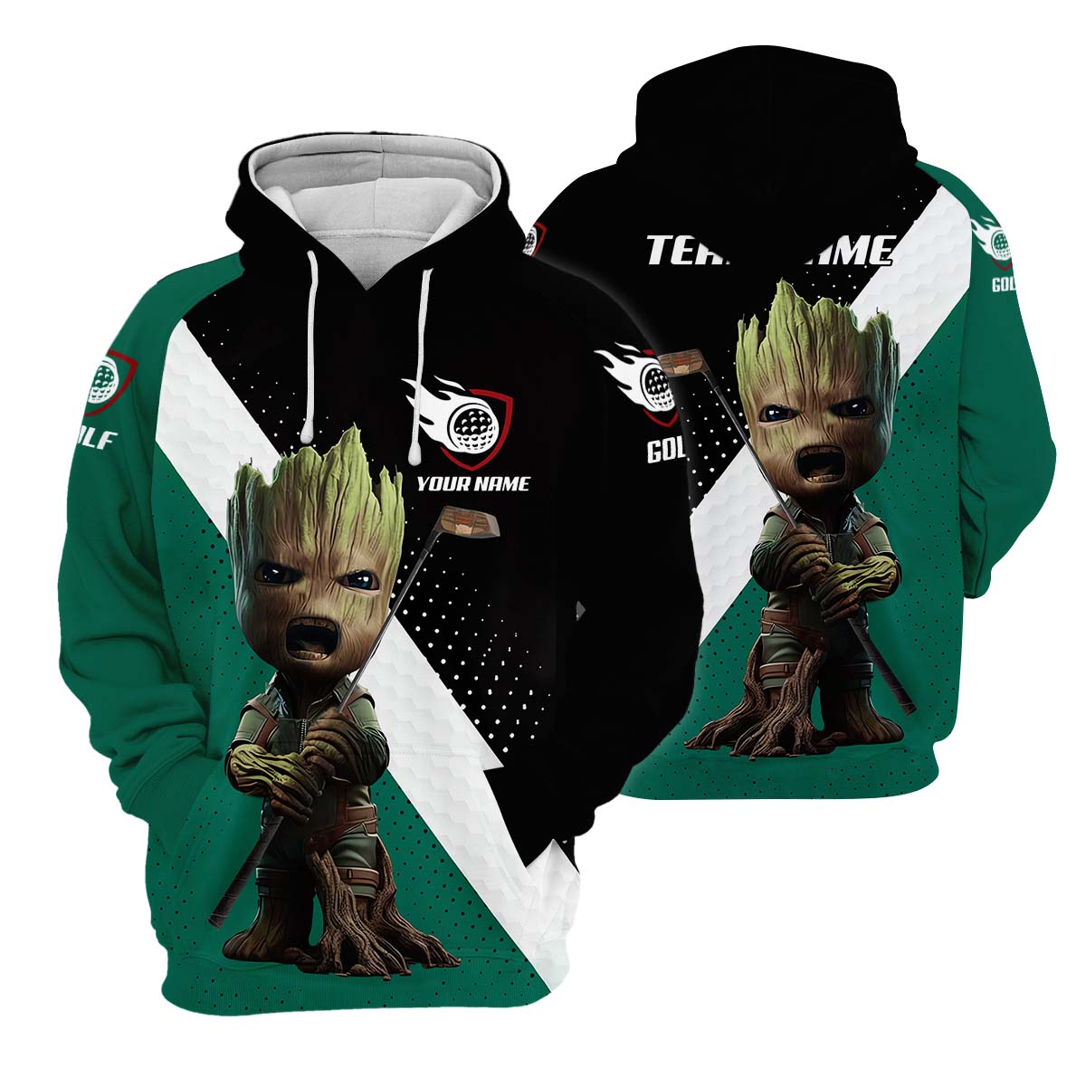 Angry BabyGroot Custom Golf Polo Shirt, Gift For Golfers, Golf Gift Ideas