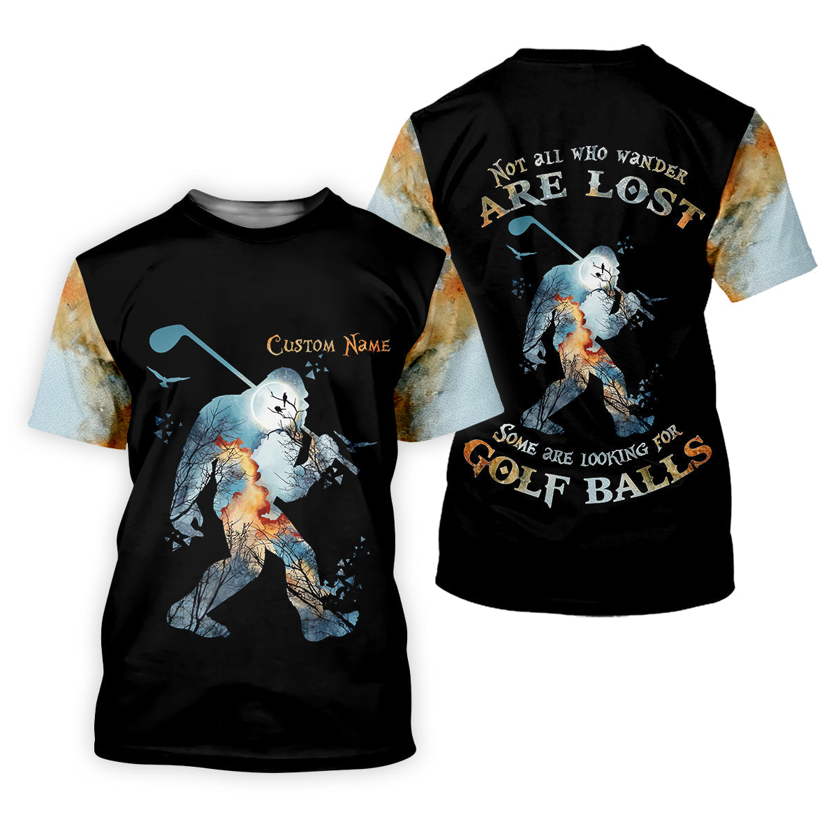 Not All Who Wander Are Lost Men's Golf Polo Shirt, Bigfoot Golf Shirt, Dad Golf Gift