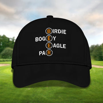 Birdie Bogey Eagle Par Embroidered Baseball Cap, Golf Hat, Dad Golf Gift