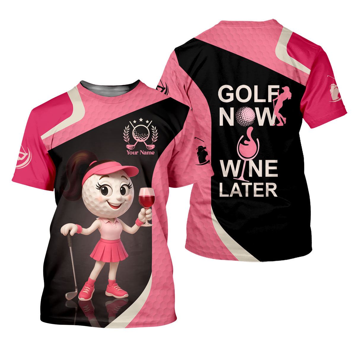 Golf Now Wine Later Funny Womens Golf Polo Shirt, Womens Golf Tops, Custom Ladies Golf Shirt