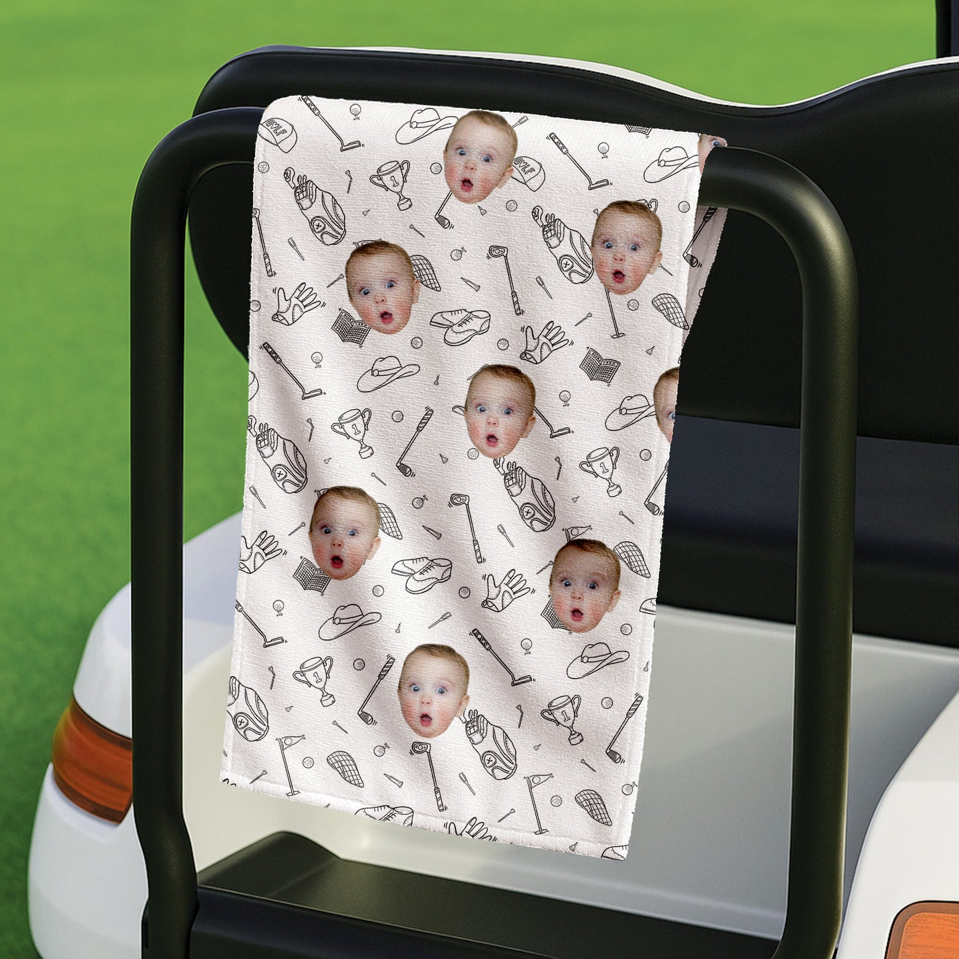 Custom Kid Face Small Funny Golf Towel, Golf Rag, Golf Gift For Dad