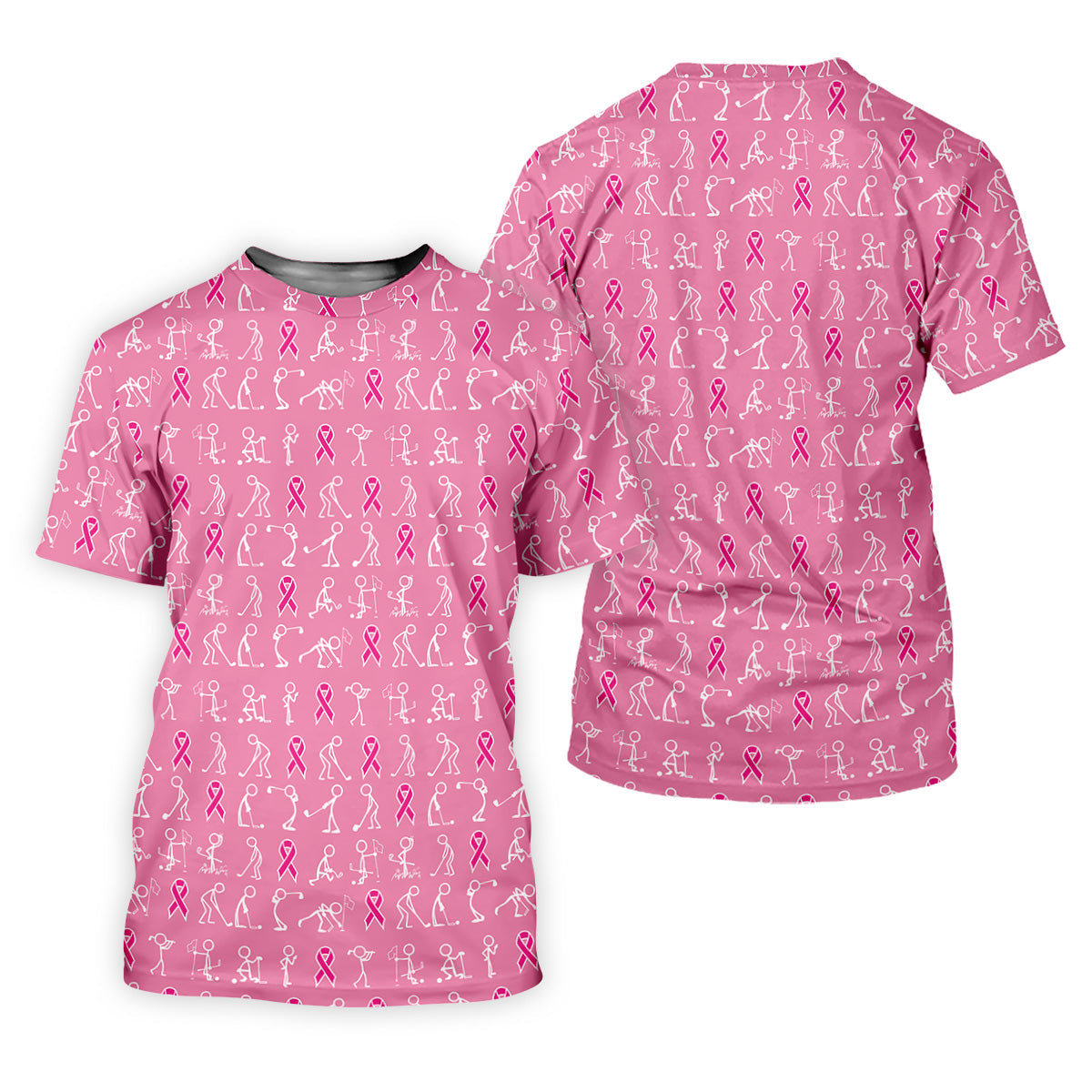 Funny Stick Figure Womens Golf Shirt, Breast Cancer Awareness Shirt, Pink Golf Shirt, Ladies Golf Shirt