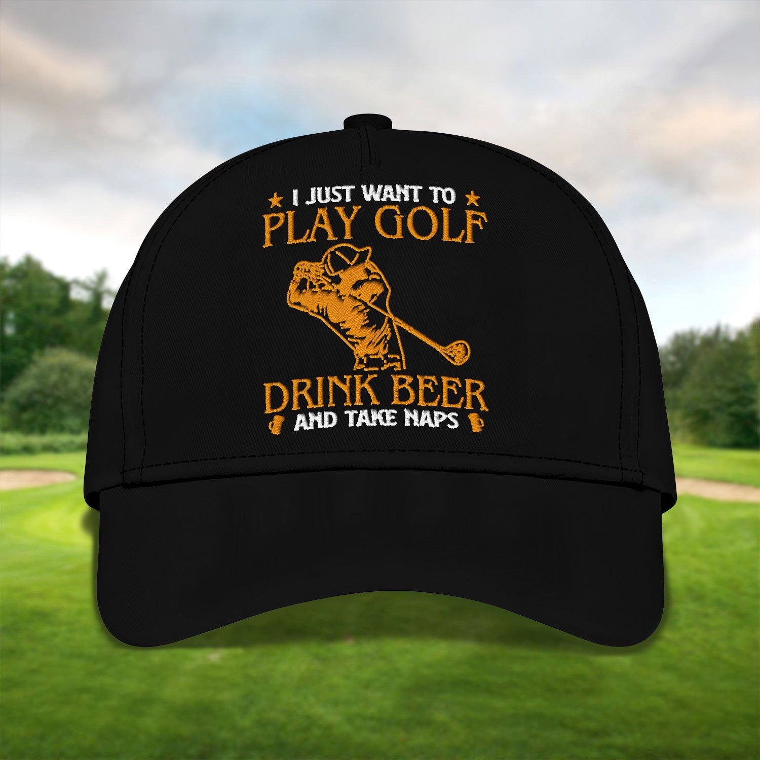 I Just Want To Play Golf Embroidered Baseball Cap, Golf Hat, Dad Golf Gift