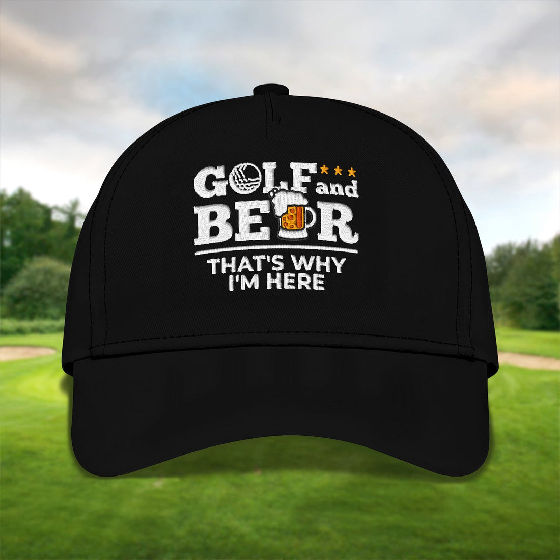 Golf And Beer Embroidered Baseball Cap, Golf Hat, Dad Golf Gift