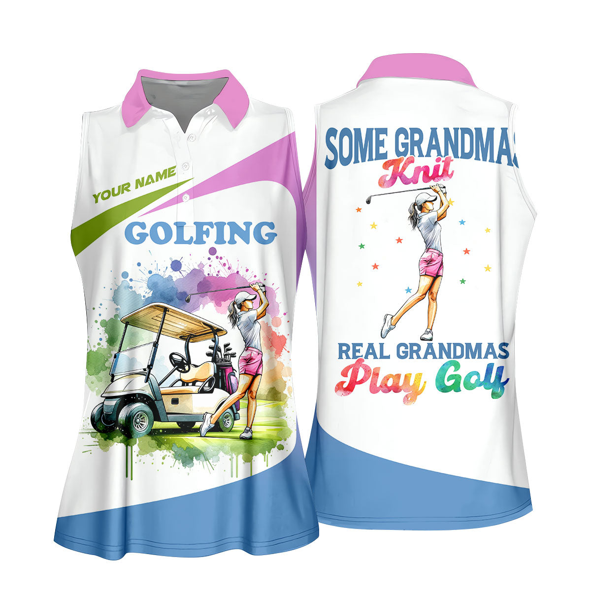 Some Grandmas Knit Real Grandmas Play Golf Funny Womens Golf Polo Shirt, Ladies Golf Shirt
