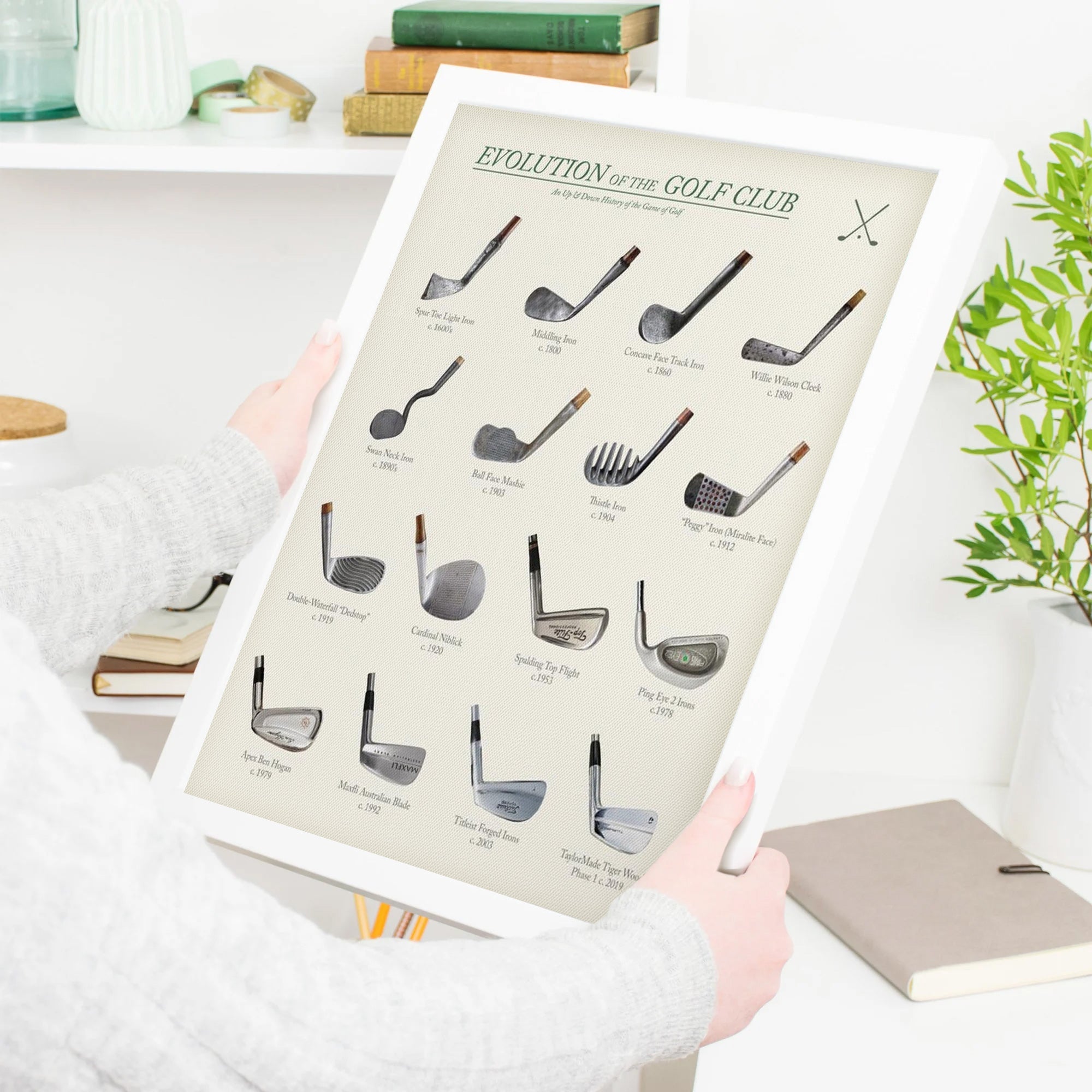 Evolution Of The Golf Club Canvas, Golf Wall Art, Gift For Golfer