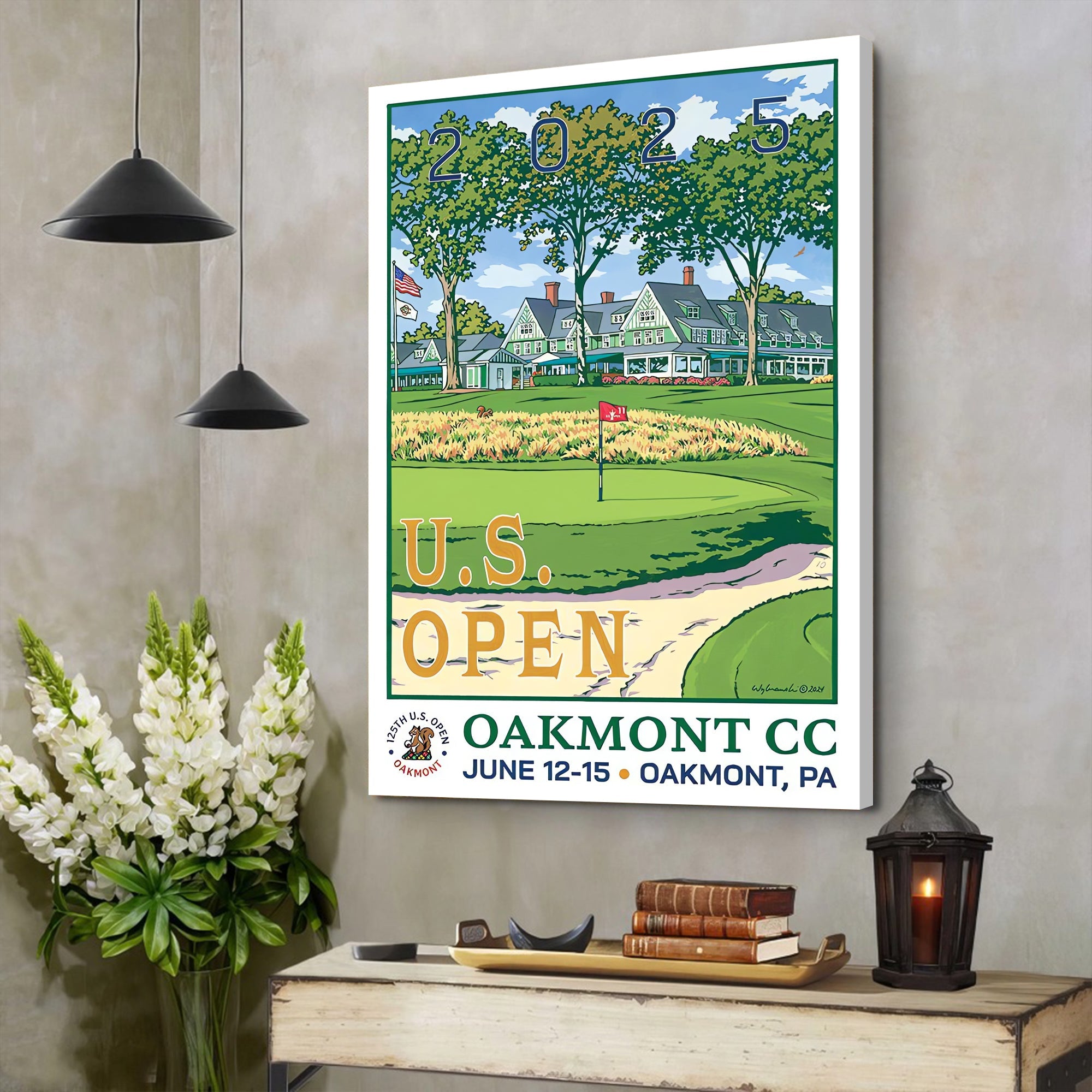 2025 U.S. Open Championship Canvas, Oakmont Country Club Art, Gifts For Golf Lovers
