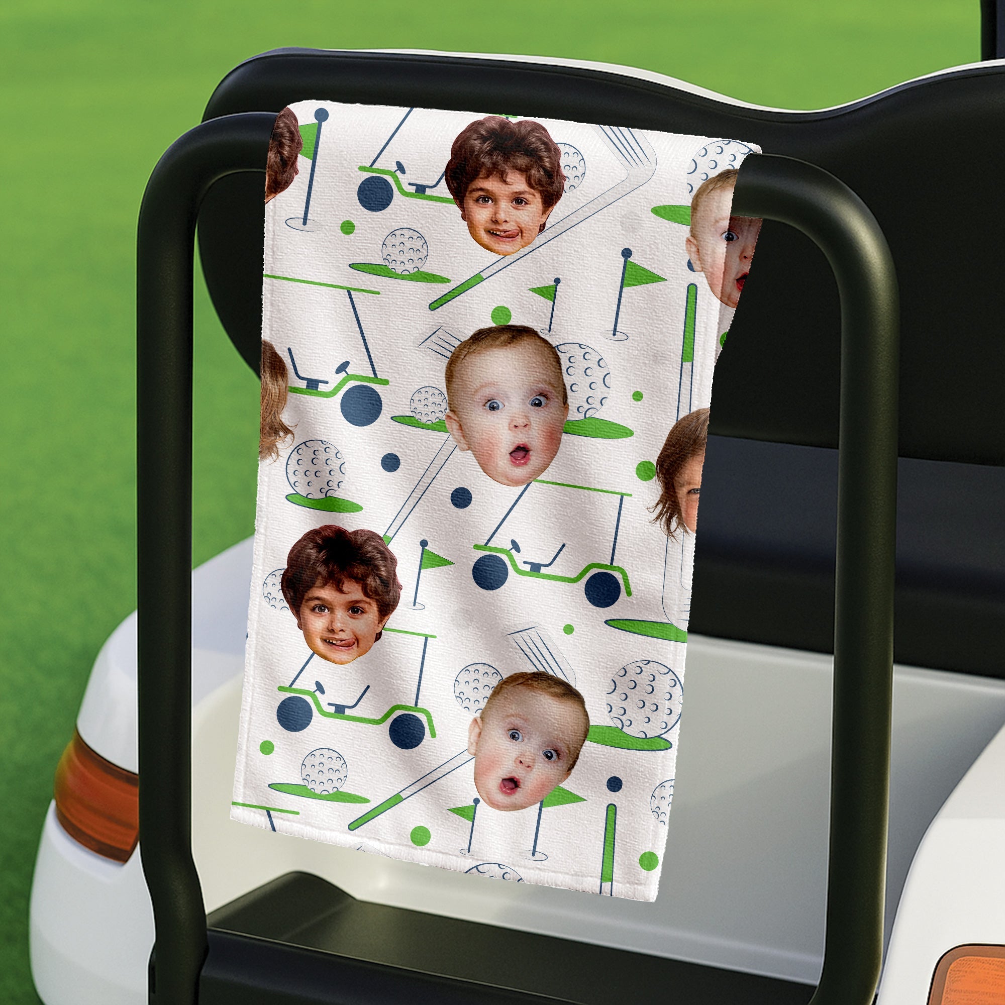 Custom Golf Towel With Kids Photo, Funny Golf Towel, Golf Rag, Christmas Golf Gift