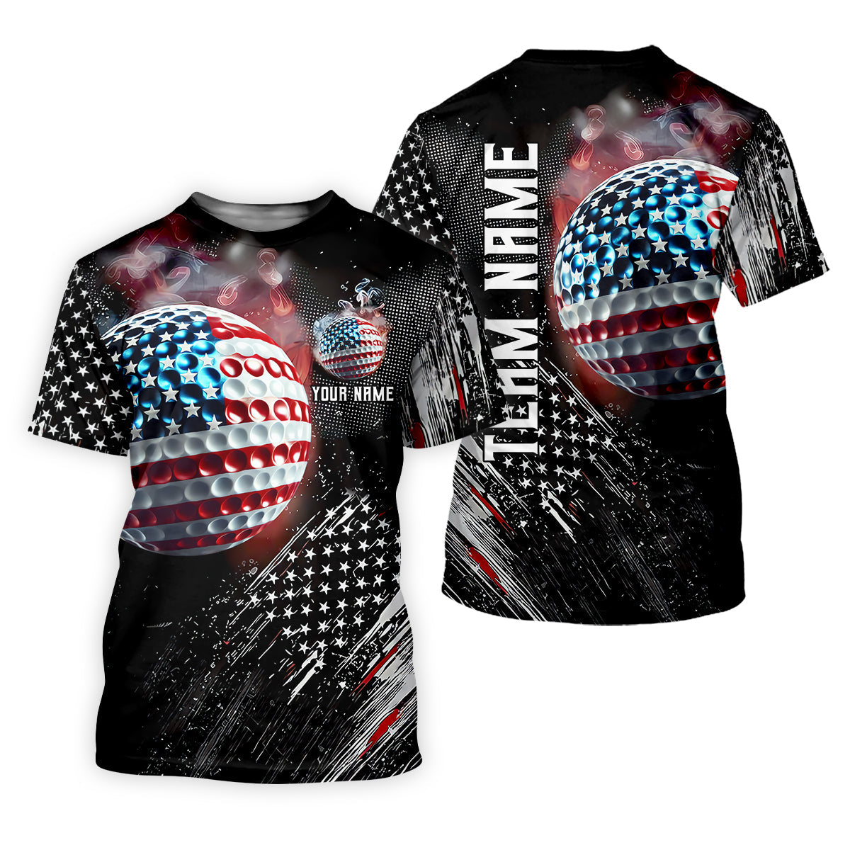 American Flag Golf Ball Funny Golf Polo Shirt, Christmas Golf Gift