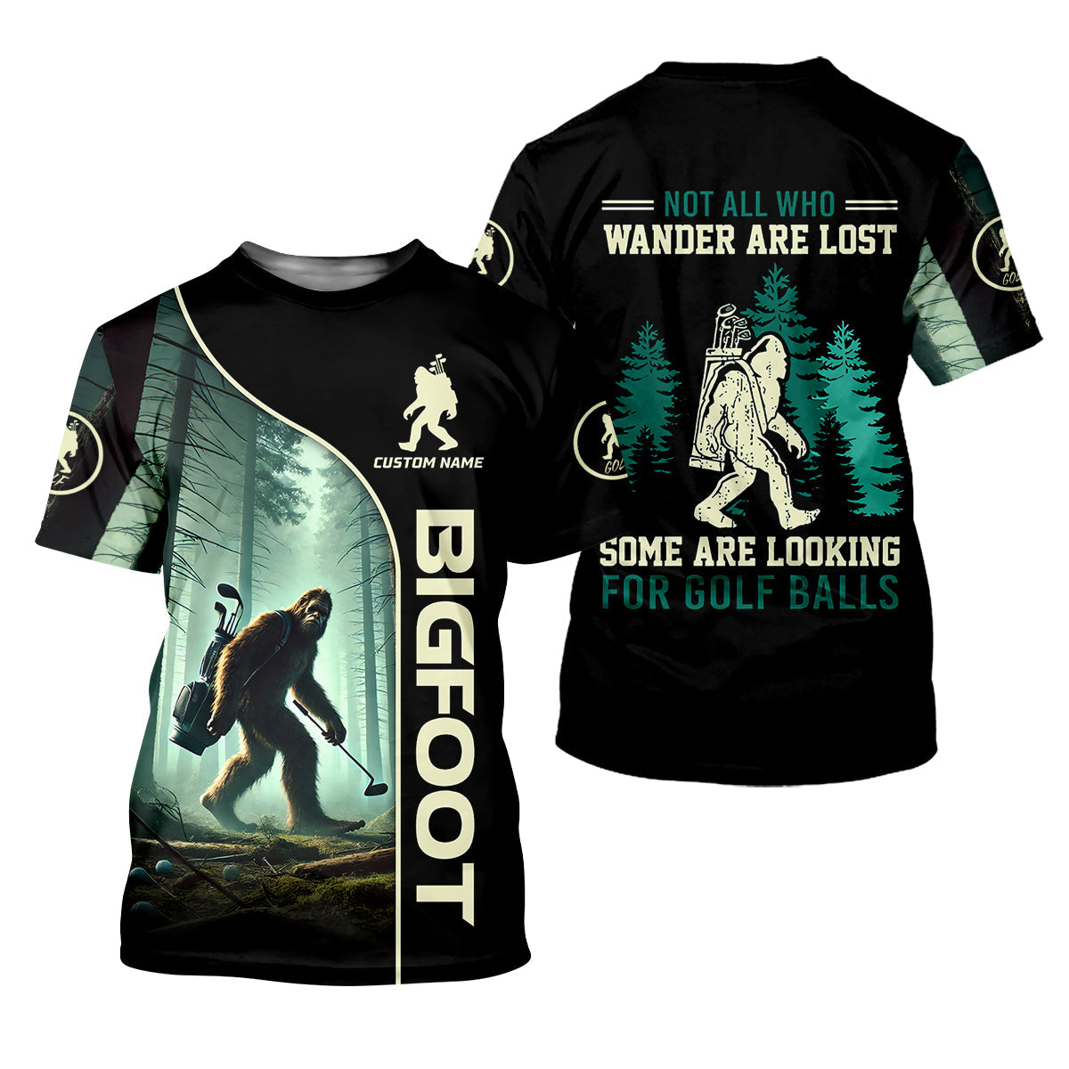 Not All Who Wander Are Lost Custom Men's Golf Polo Shirt, Funny Bigfoot Golf Shirt, Dad Golf Gift