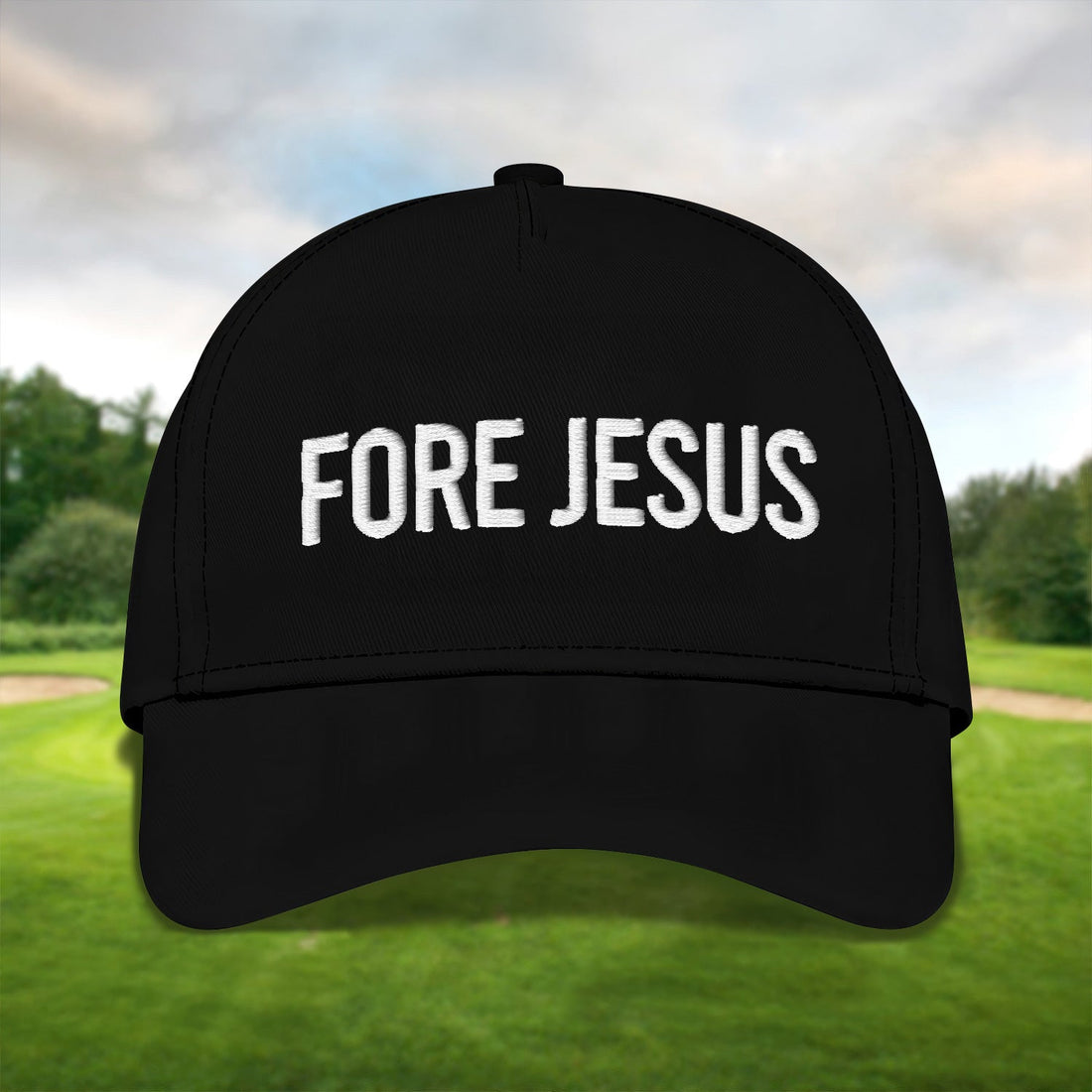 Fore Jesus White Embroidered Baseball Cap, Funny Dad Hat, Christmas Golf Gift