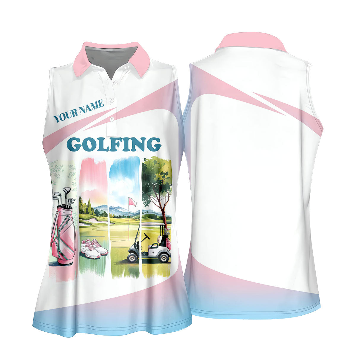 Watercolor Funny Womens Golf Polo Shirt, Ladies Golf Shirt, Mothers Day Gifts