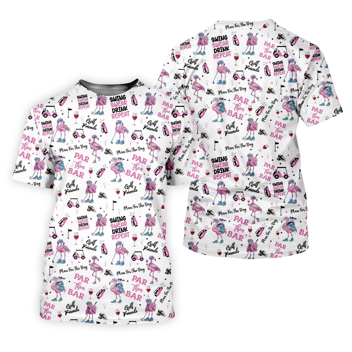 Par Then Bar Flamingo Funny Men Polo Shirt, Fun Golf Polos For Men, Golf Shirts, Dad Golf Gift