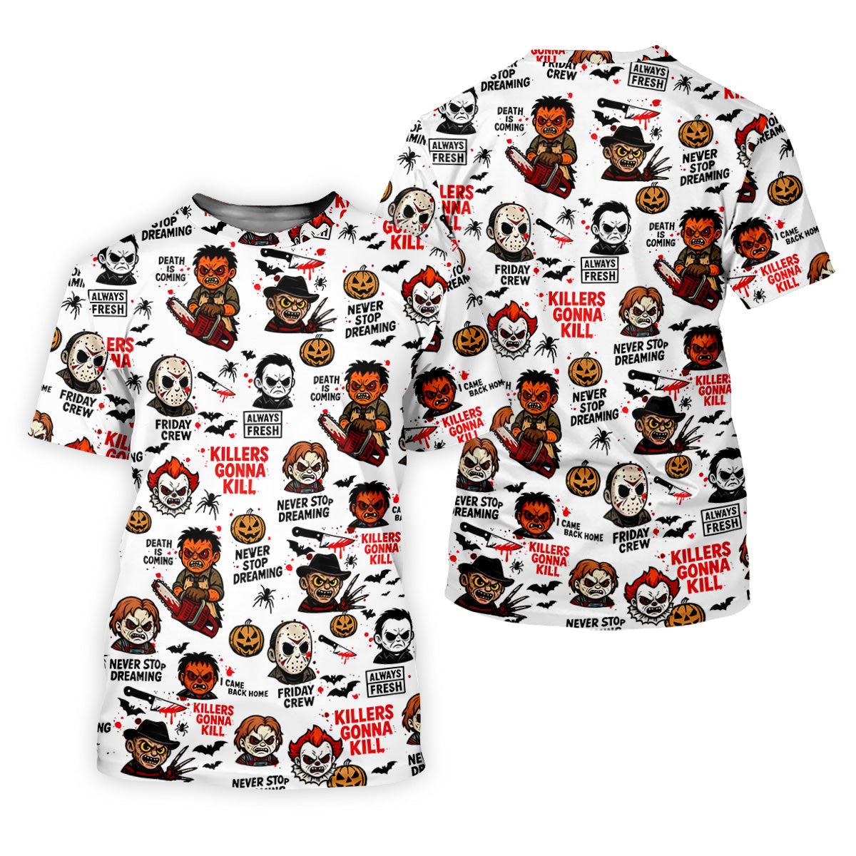 Classic Horror Characters Halloween Golf Shirt, Men's Golf Polo Shirts, Horror Movie Shirt