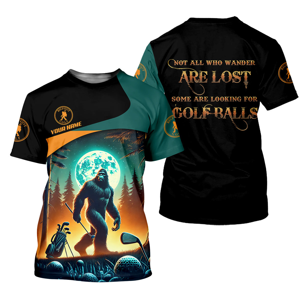 Not All Who Wander Are Lost Bigfoot Custom Men's Golf Polo Shirt, Hilarious Golf Shirt, Funny Golf Gift