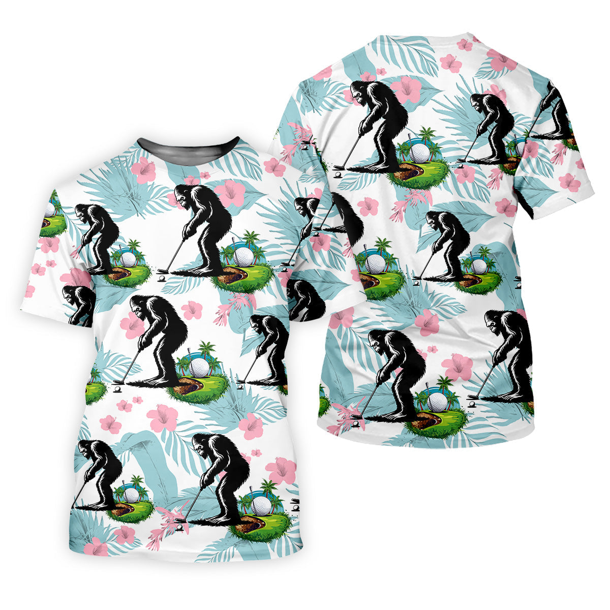 Bigfoot Shirt, Sasquatch Golf Shirt, Hawaiian Golf Shirts, Matching Golf Shirts, Golf Shirts For Men