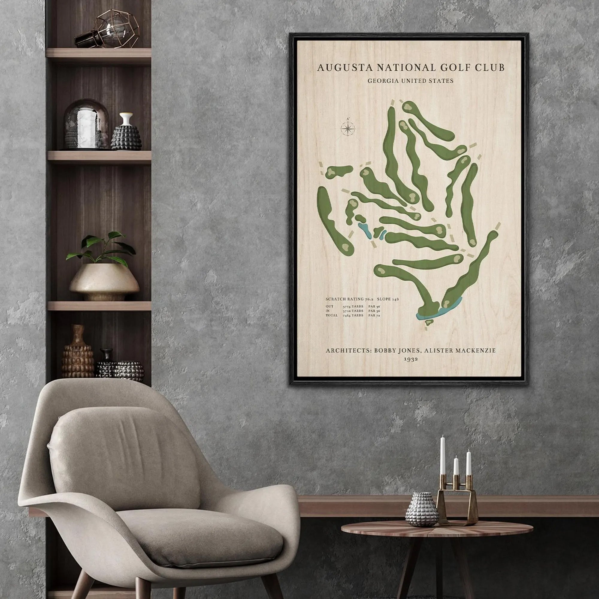 Custom Golf Course Map Canvas, Golf Decor, Gift For Golfer