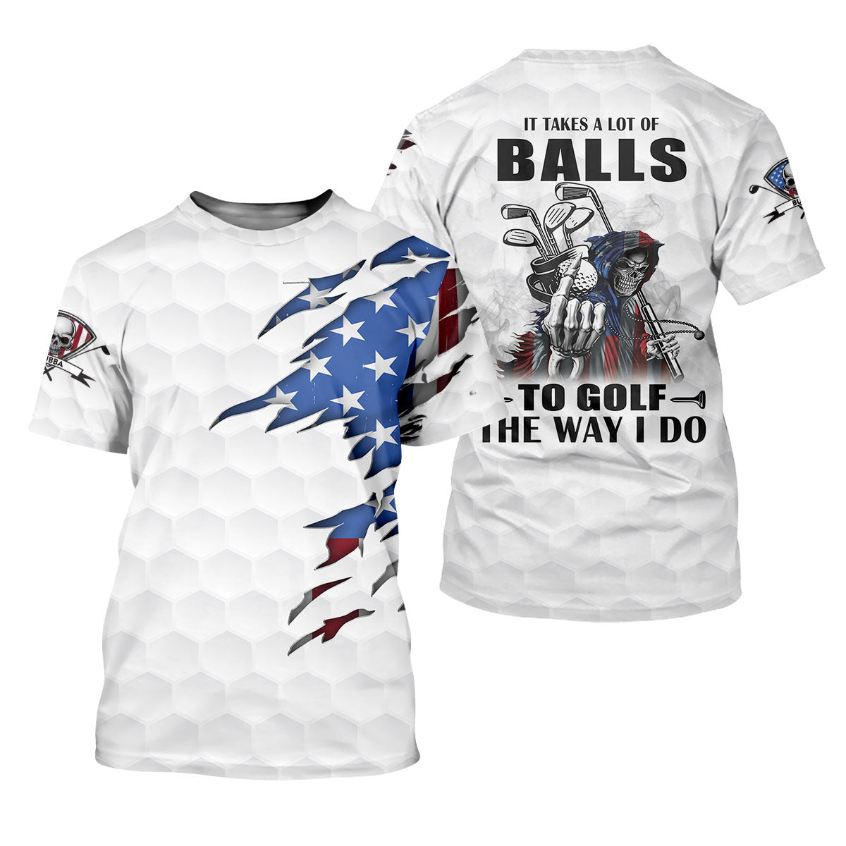 America Skeleton Golf Polo Shirt, Golfing Apparel, Golf Clothing, Mens Golf Gift