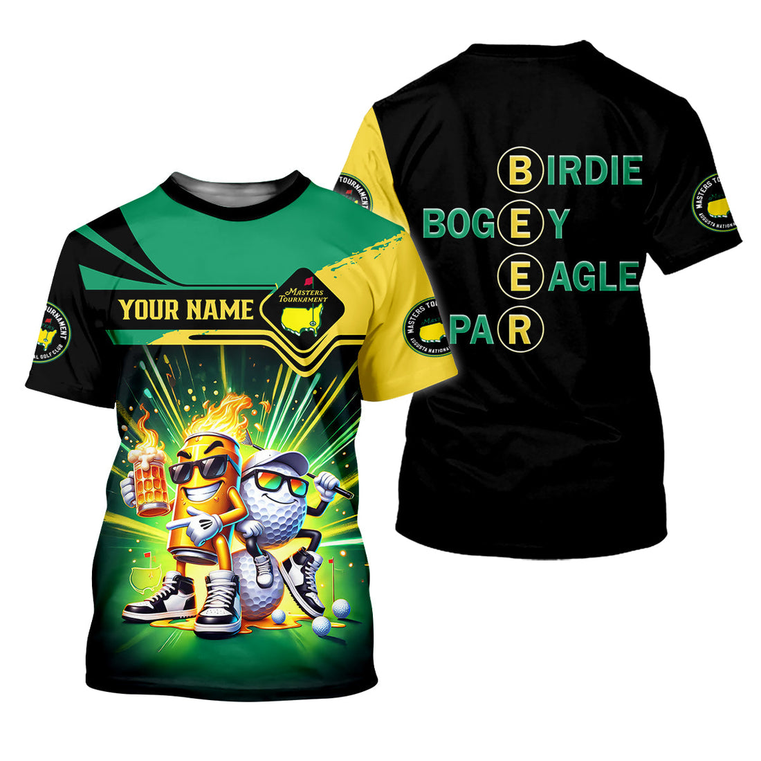 Par Eagle Birdie Bogey Golf & Beer Custom Men's Golf Polo Shirt, Master Tournament Shirt, Funny Golf Polos