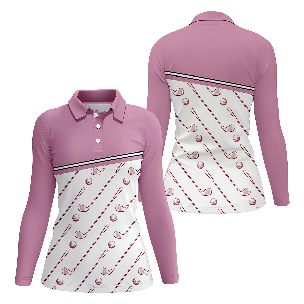 Pink Womens Golf Polo Shirt, Golfing Apparel, Womens Golf Gifts