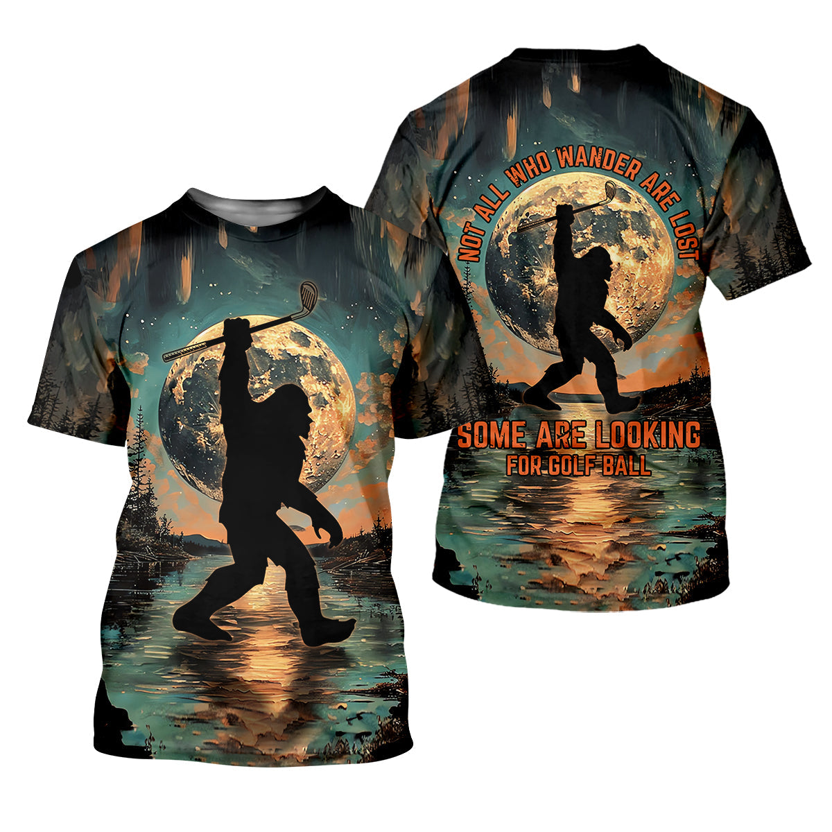 Not All Who Wander Are Lost Funny Bigfoot Men's Golf Polo Shirt, Golfers Gift, Funny Golf Shirt