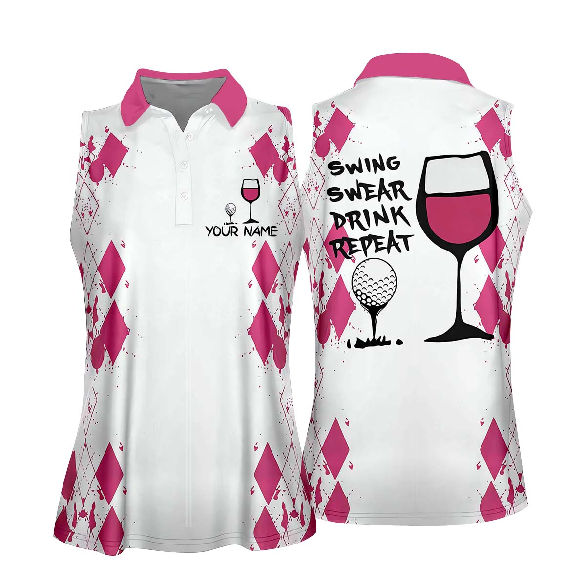 Swing Swear Drink Repeat Womens Golf Polo Shirt, Golfing Apparel, Womens Golf Gifts