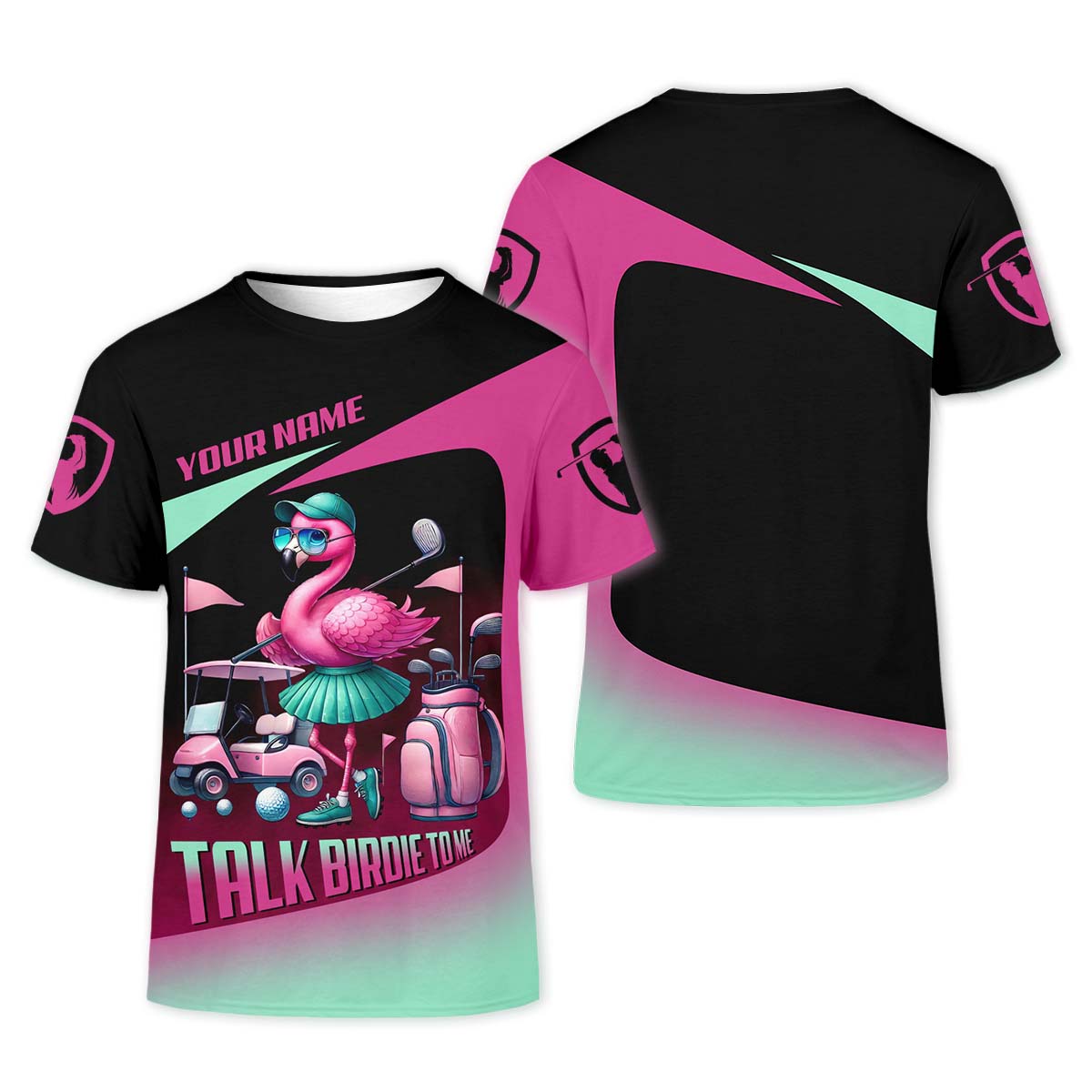 Talk Birdie To Me Custom Flamingo Womens Golf Polo Shirt, Funny Golf Shirt, Gift For Golfers