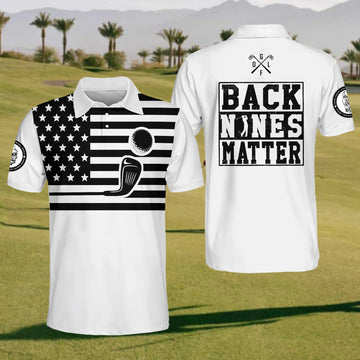 Back Nines Matter Mens Golf Polo Shirt, Mens Golf Gift, Golf Gifts For Golfers