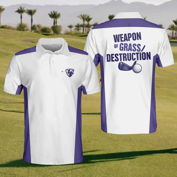 Weapon Of Grass Destruction Mens Golf Polo Shirt, Mens Golf Gift, Mens Golf Shirt