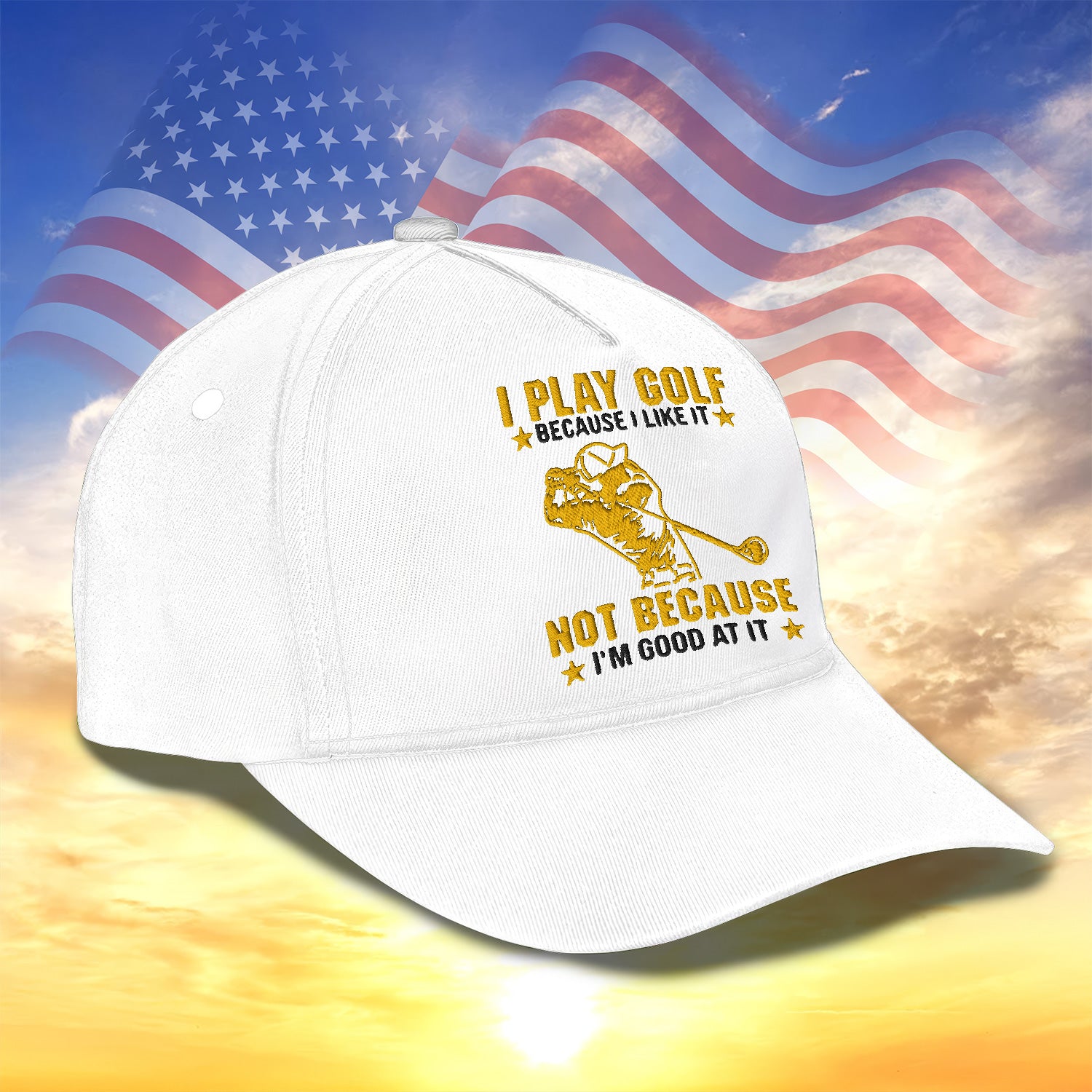 I Play Golf Because I Like It Embroidered Baseball Cap, Funny Golf Hat, Dad Golf Gift