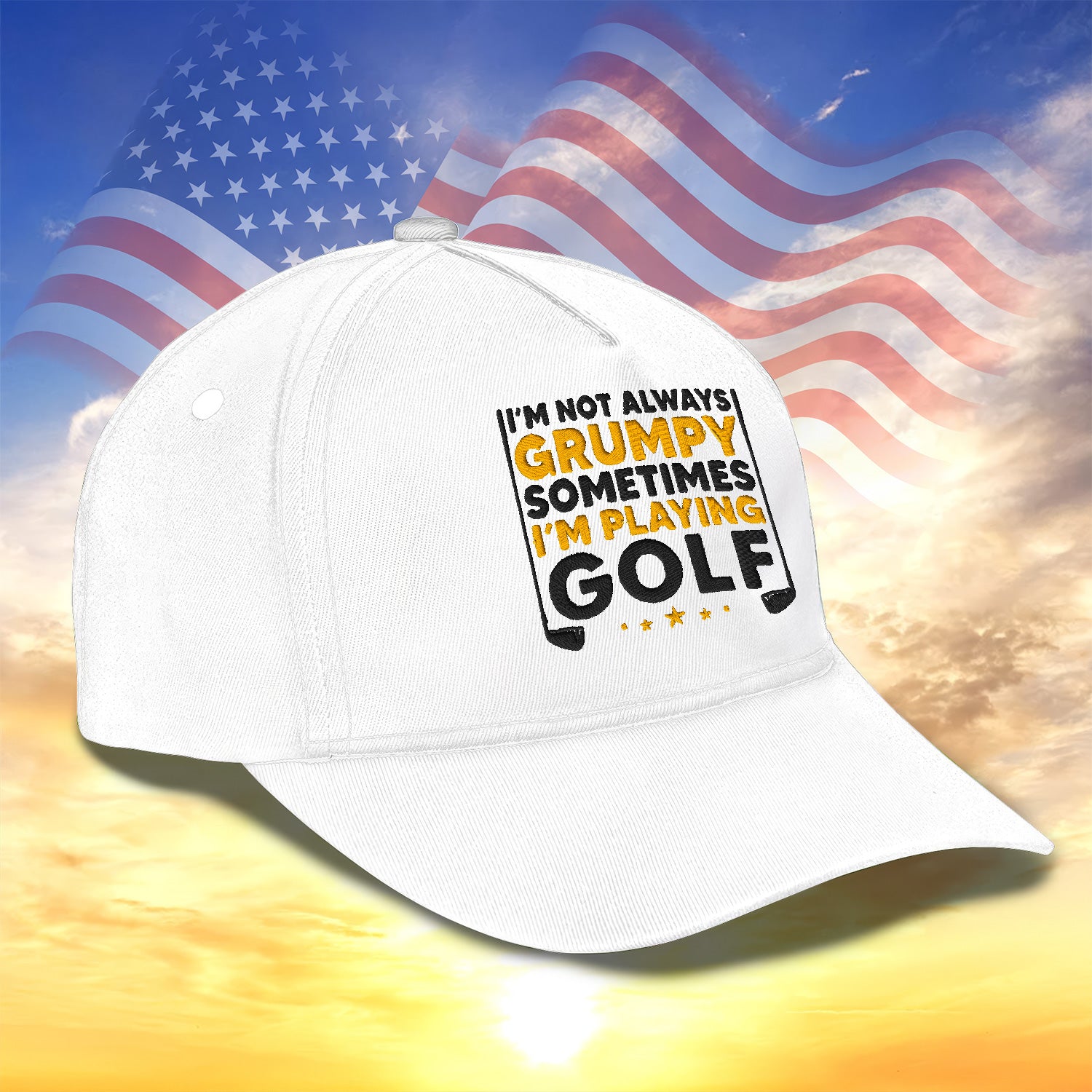 I'm Not Always Grumpy Sometimes I'm Playing Golf Embroidered Baseball Cap, Golf Hat, Dad Golf Gift