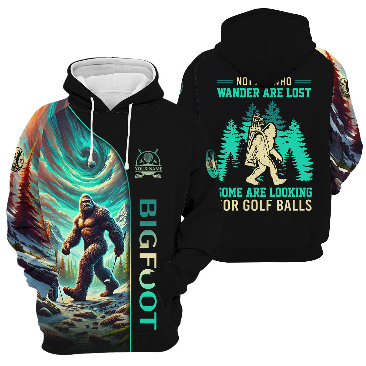 Not All Who Wander Are Lost Custom Men's Golf Polo Shirt, Funny Bigfoot Shirt, Gifts For Golfing Dad