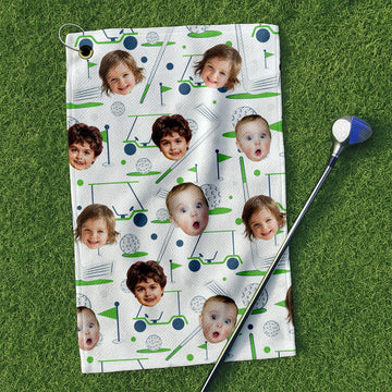 Custom Golf Towel With Kids Photo, Funny Golf Towel, Golf Rag, Christmas Golf Gift