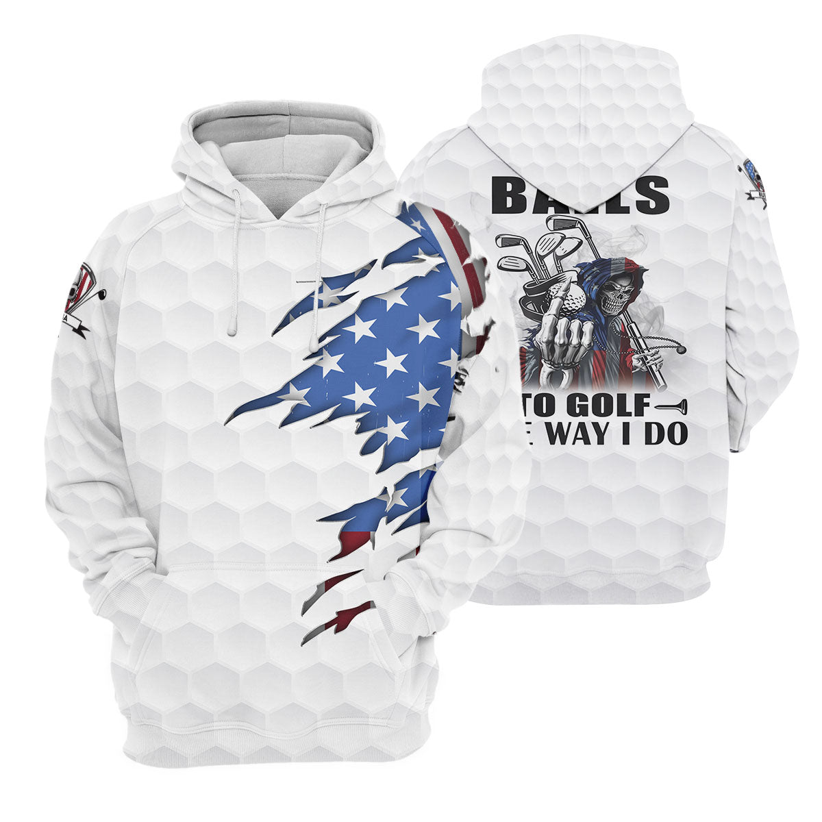 America Skeleton Golf Polo Shirt, Golfing Apparel, Golf Clothing, Mens Golf Gift