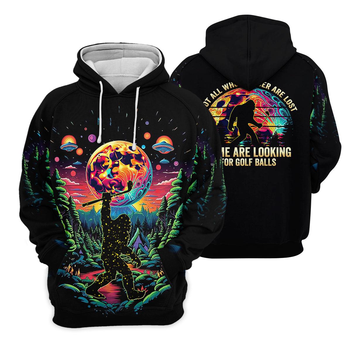 Not All Who Wander Are Lost Men's Golf Polo Shirt, Funny Bigfoot Golf Shirt, Dad Golf Gift